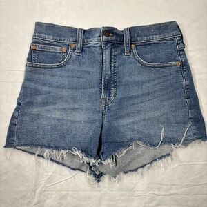 Madewell Women's The Perfect Jean Short Size 28 Blue Denim Raw Hem